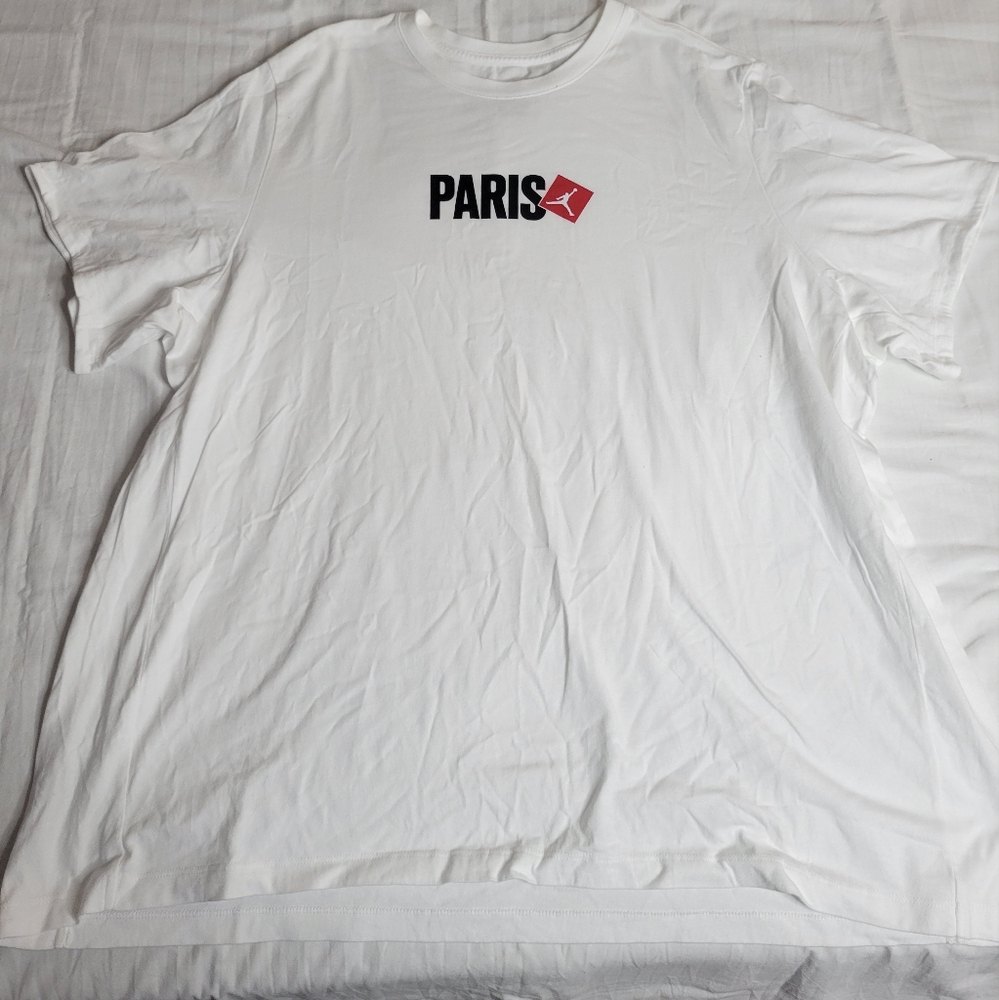 Nike Air Jordan Paris Saint-Germain Wordmark White Short Sleeve Tee